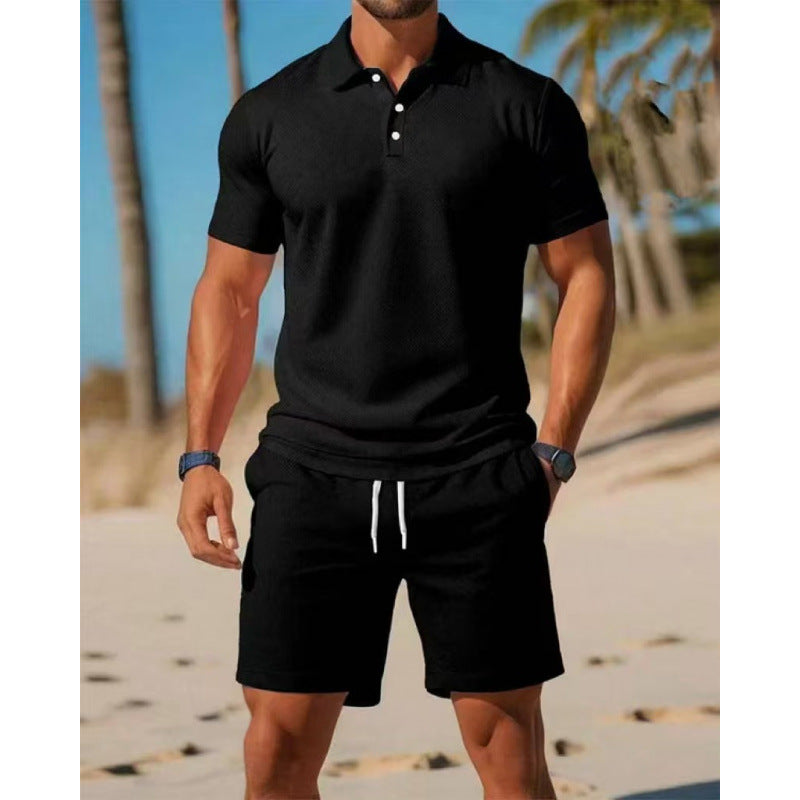 Men's Summer Casual Sports All-matching Slim Fit Short-sleeved Polo Shirt Shorts