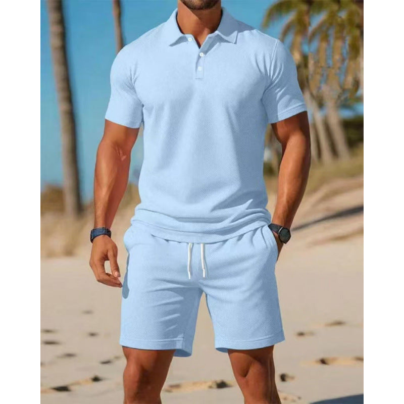 Men's Summer Casual Sports All-matching Slim Fit Short-sleeved Polo Shirt Shorts