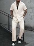 Mens Casual Shirt And Trousers Two-piece Set