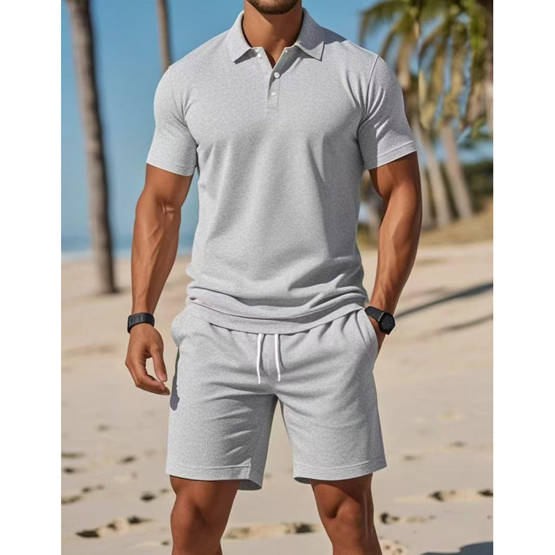 Men's Summer Casual Sports All-matching Slim Fit Short-sleeved Polo Shirt Shorts